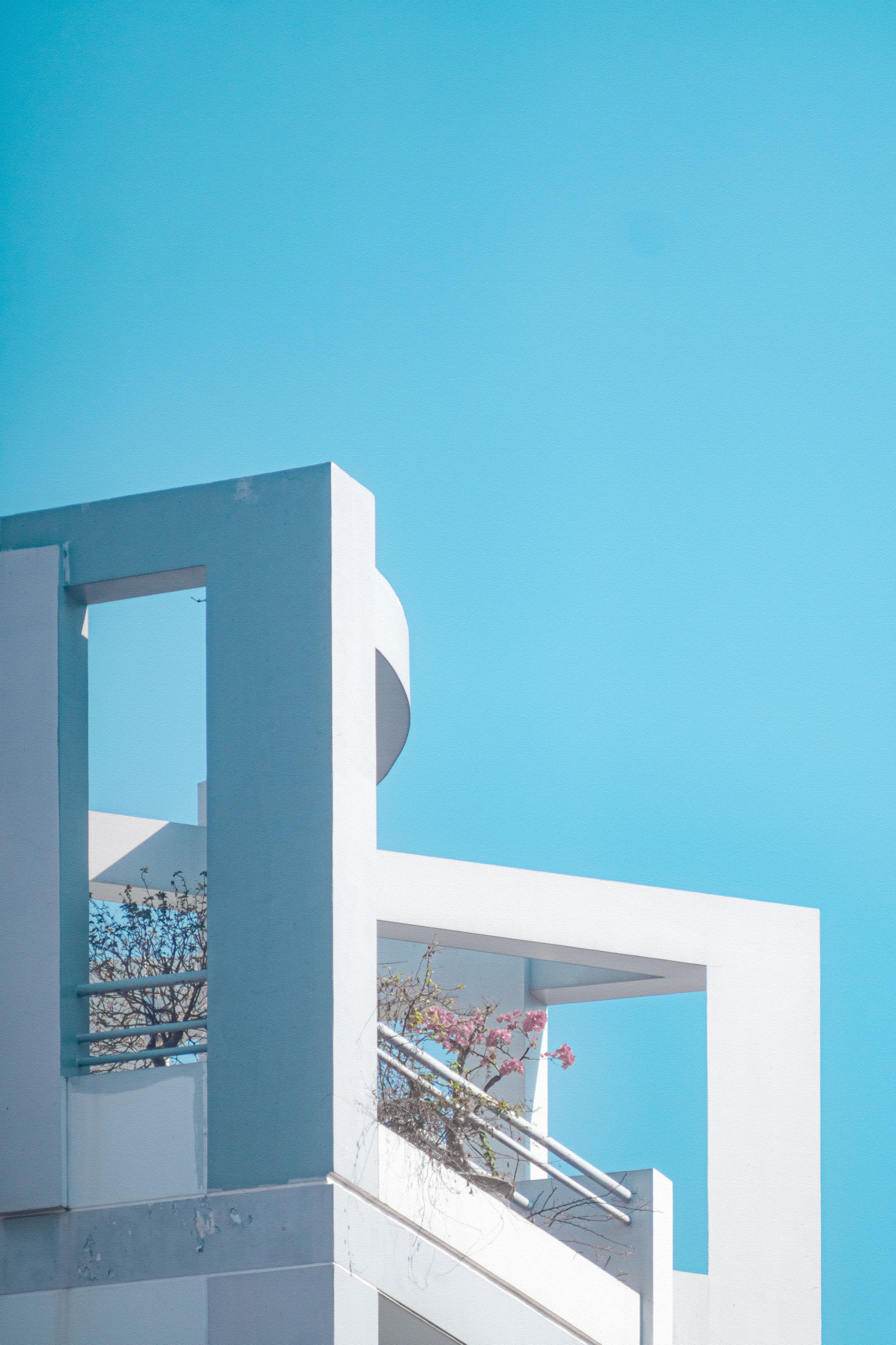 Ribbed roof structure against blue sky