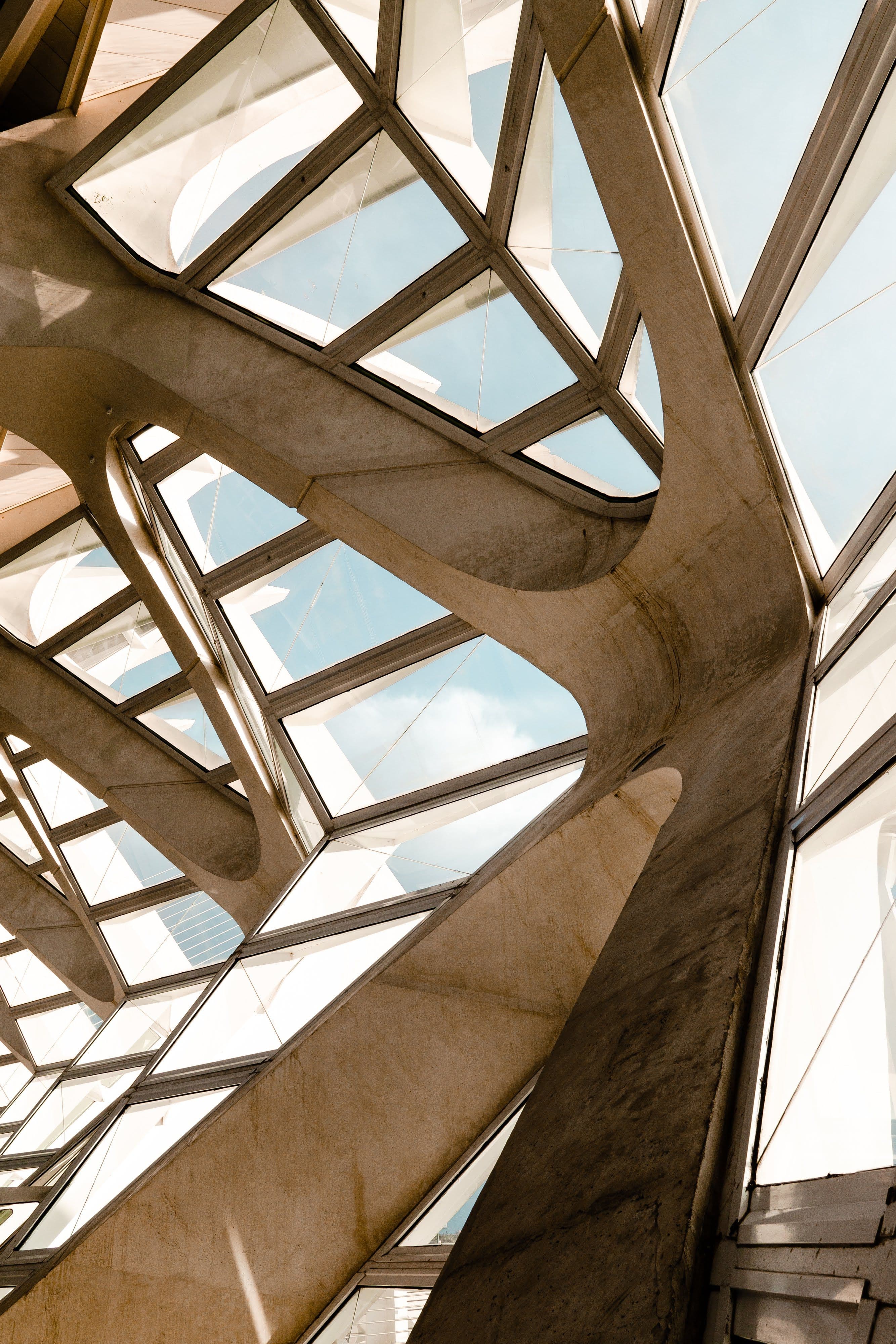 Glass tower facade grid detail
