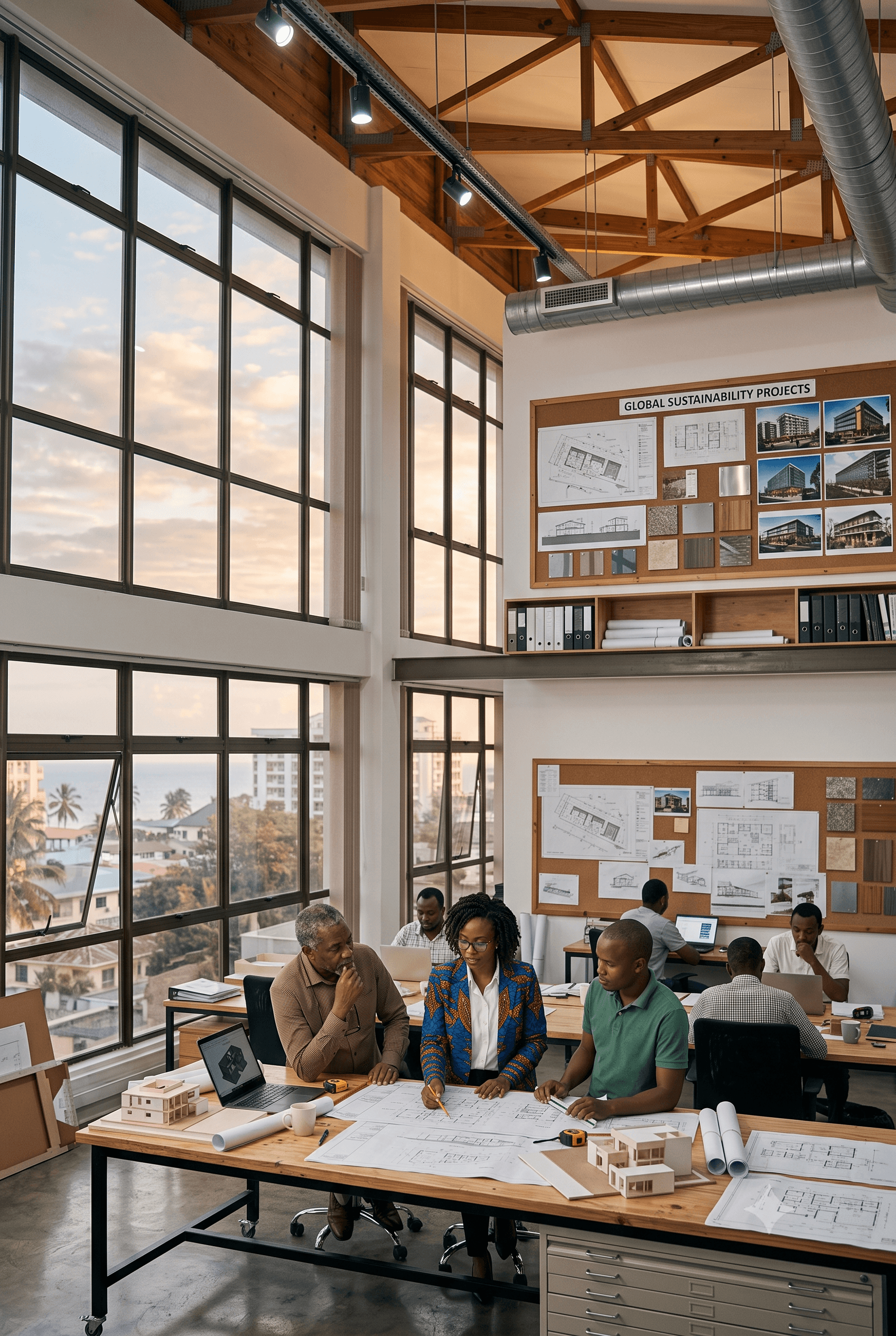 MartPrime principal architects reviewing plans in the studio